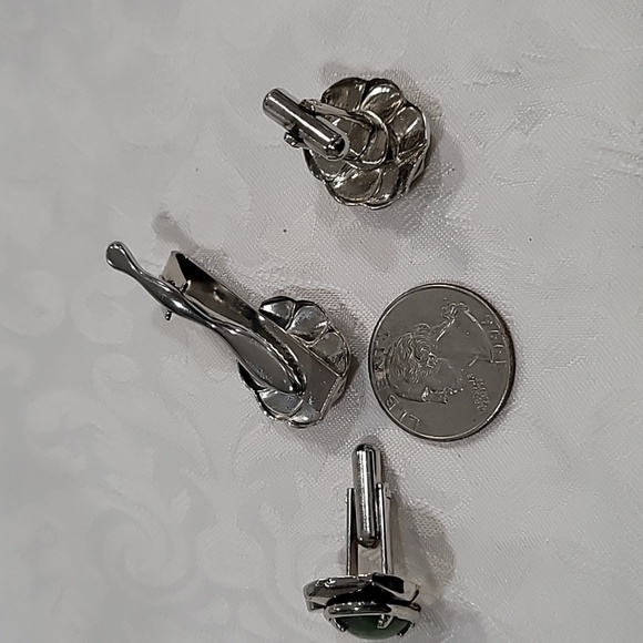 Vintage Tie Bar &Cufflinks Genuine Stone - Picture 2 of 2